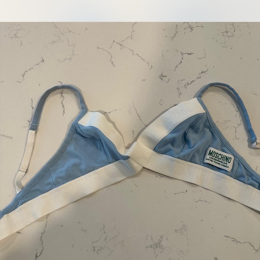 Moschino Sky Blue and White Bralette